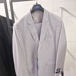 Classic Gray Striped Men's Blazer